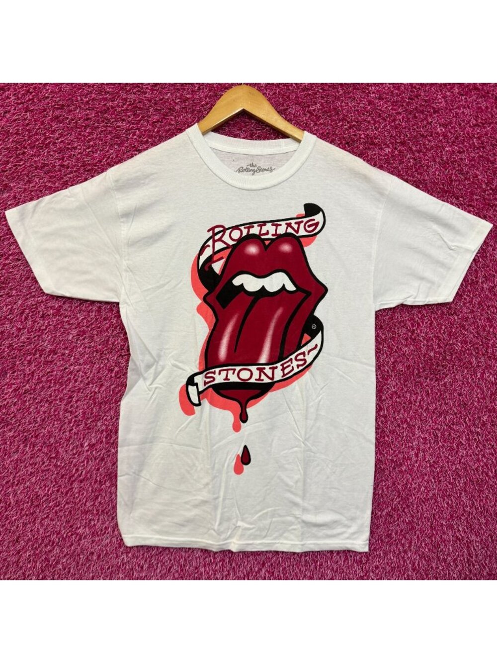 The Rolling Stones Bleeding Hot Lips Tattoo Rock Band Tee M